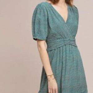 Maeve Anthropologie Martina Belted Turquoise Dress - 0P